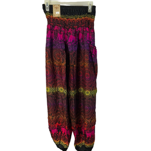 Kathmandu Black and Orange Patterned Harem Pants Small Medium New Pockets